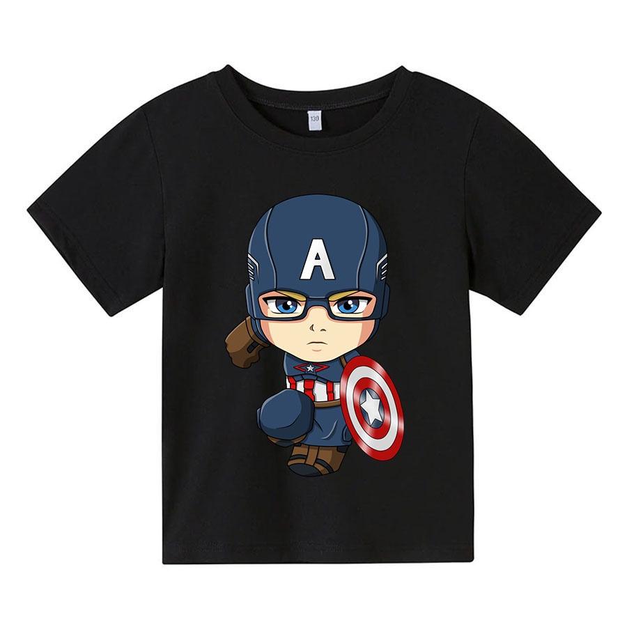 Áo thun trẻ em đội trưởng mỹ chibi 4 màu Có size người lớn, King Cotton