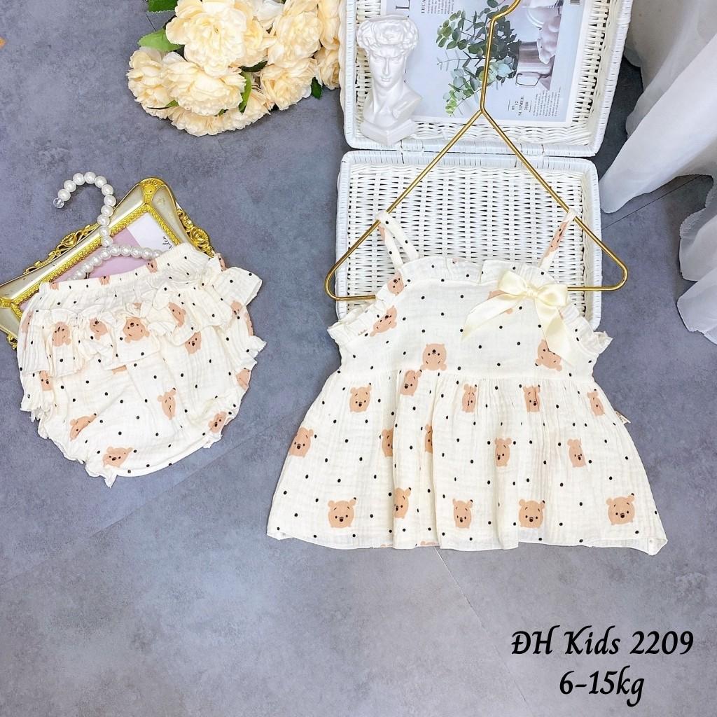 Bộ Hai Dây Bé Gái Xô Muslin Bèo Nhún 6-15kg BG2209 - Shop Mẹ Bông 92