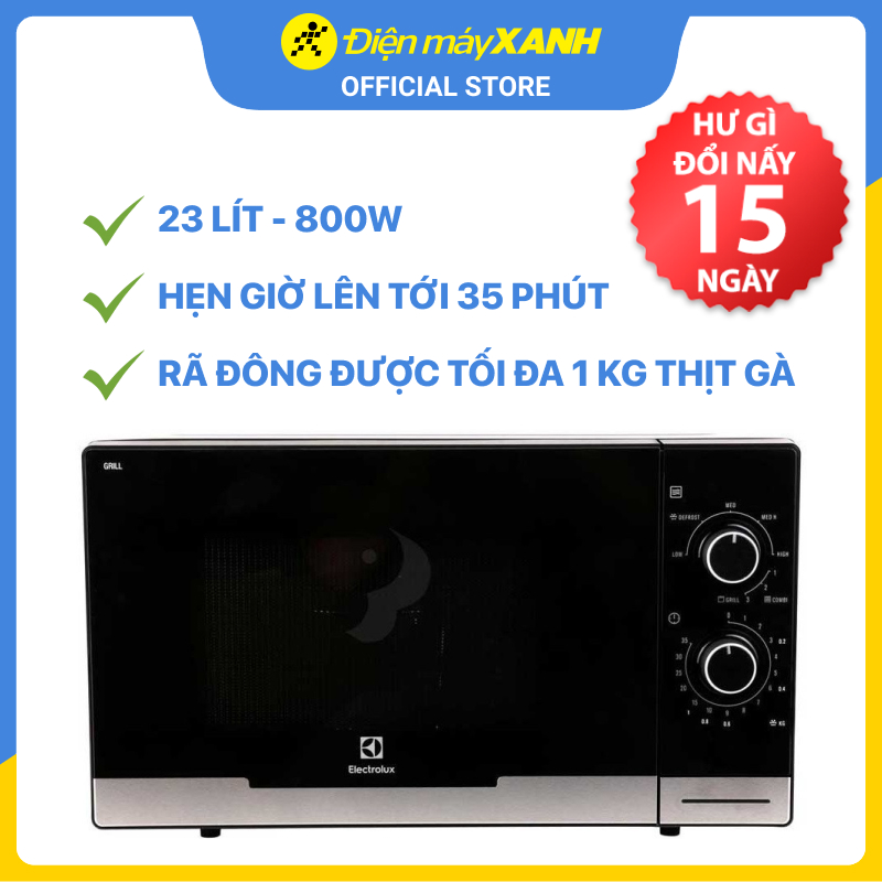 Lò Vi Sóng Có Nướng Electrolux EMM2318X - 23L (Đen) - Hàng chính hãng