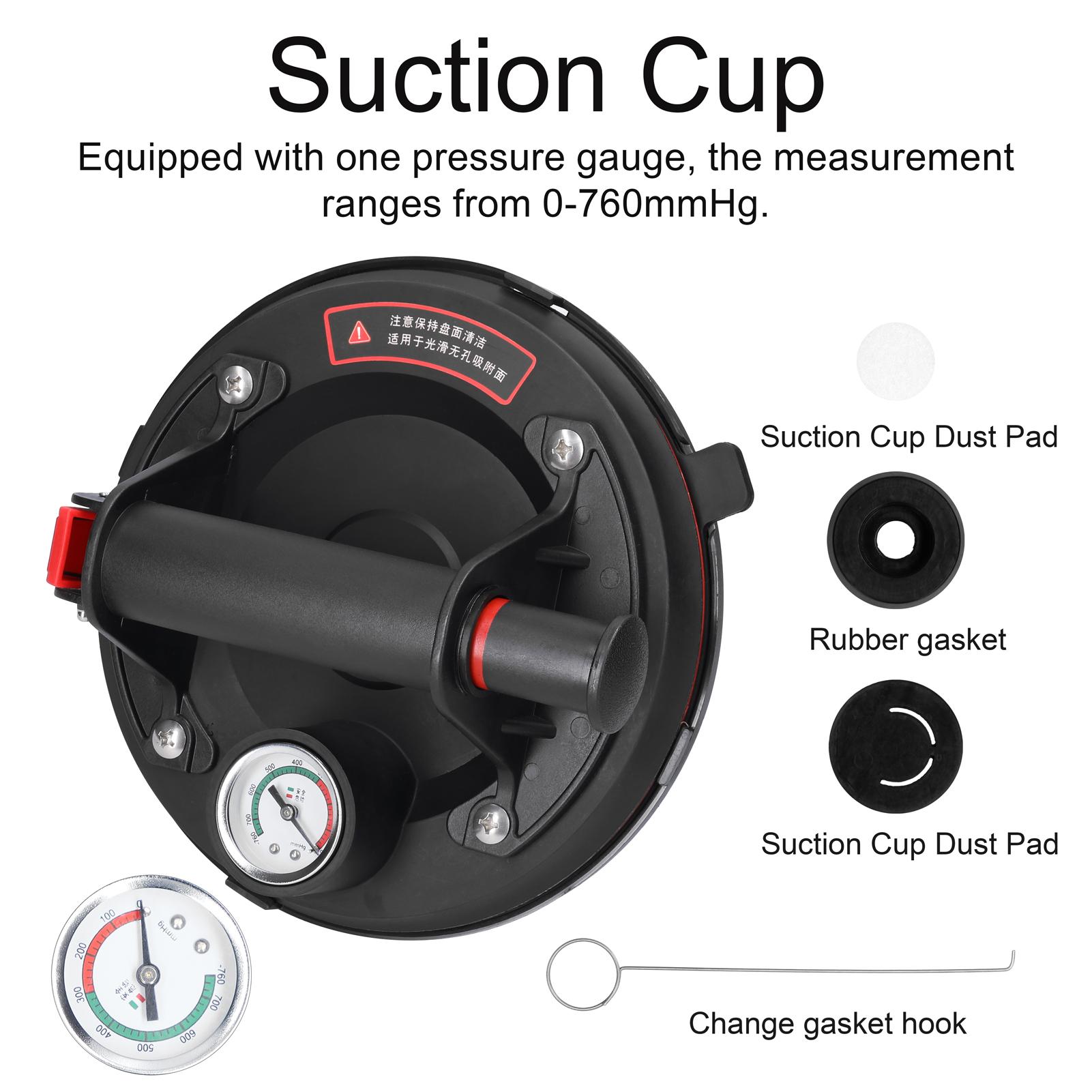 200mm Diameter Vacuum Suction Cup with Pressure Gauge 75kg High Bearing Capacity Heavy Duty Vacuum Ceramic Tile Lifter for Granite Glass Lifting Tool