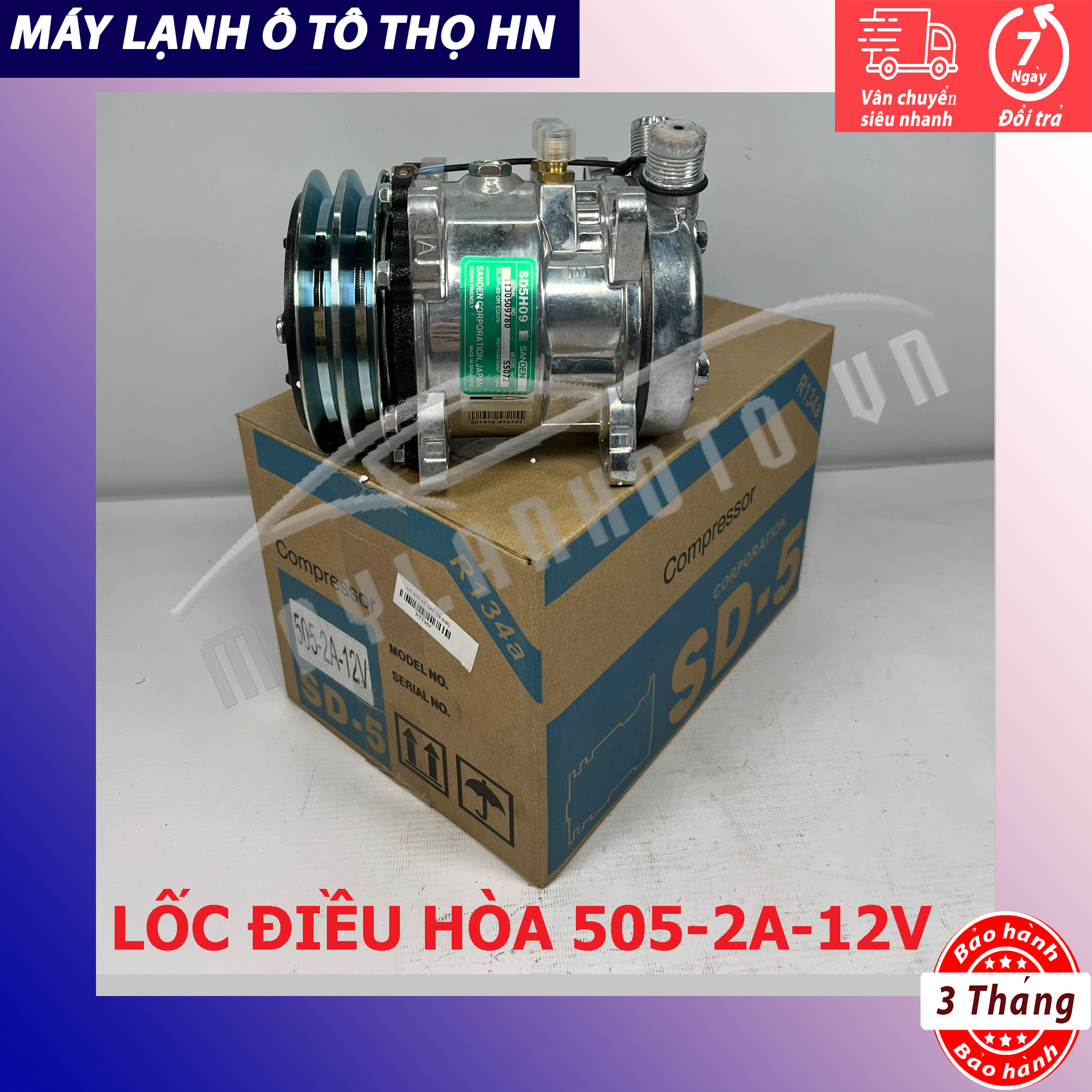 Lốc điều hòa Sanden 505 2A 12V hàng Trung Quốc