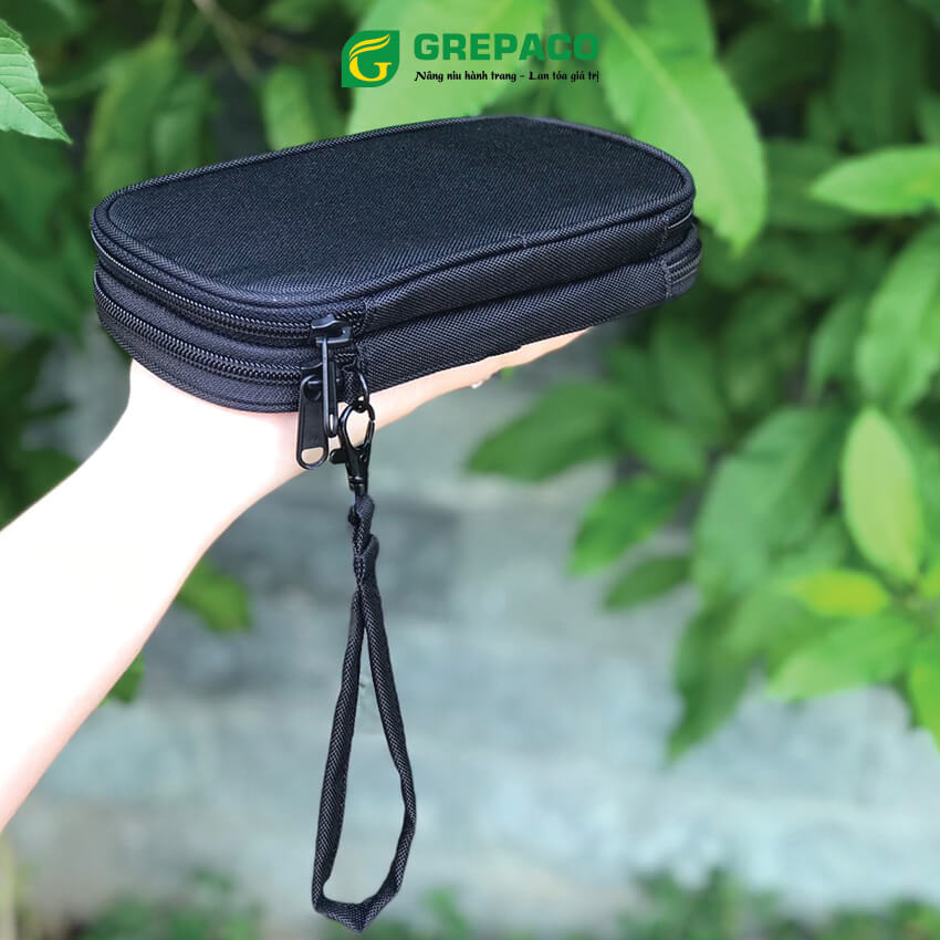 Túi Đựng Phụ Kiện Công Nghệ Cá Nhân Du Lịch Grepaco Size Mini Vải Bố Canvas Chống Thấm Nhiều Ngăn Đa Năng, Tiện Lợi, Có Dây Xách Cầm Tay – Hàng Chính Hãng