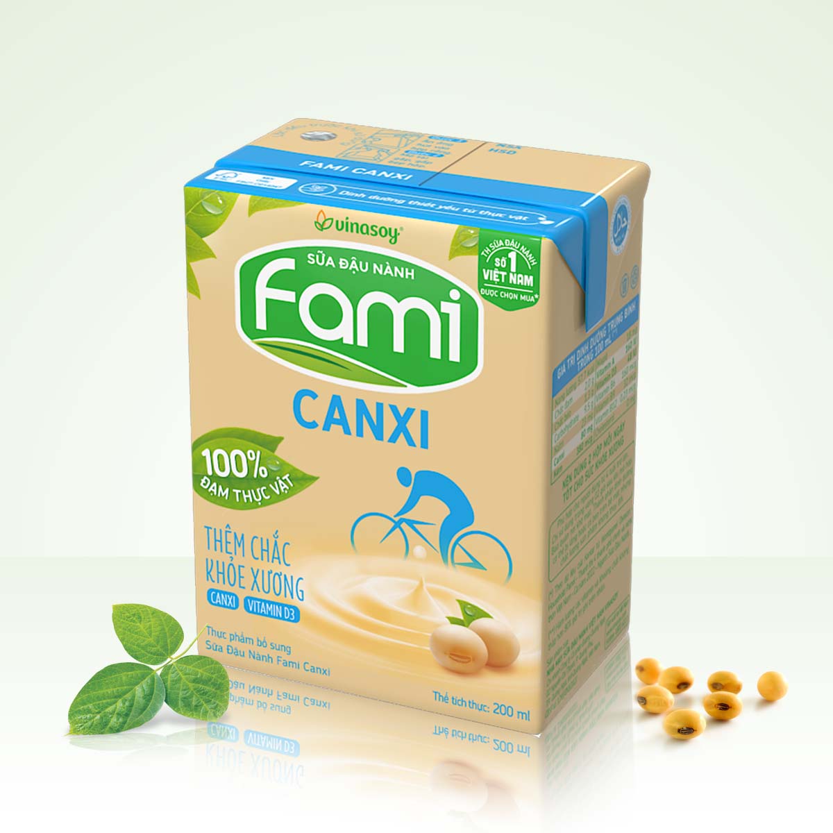 Thùng sữa đậu nành Fami Canxi Nguyên vị (200ml x 36 hộp