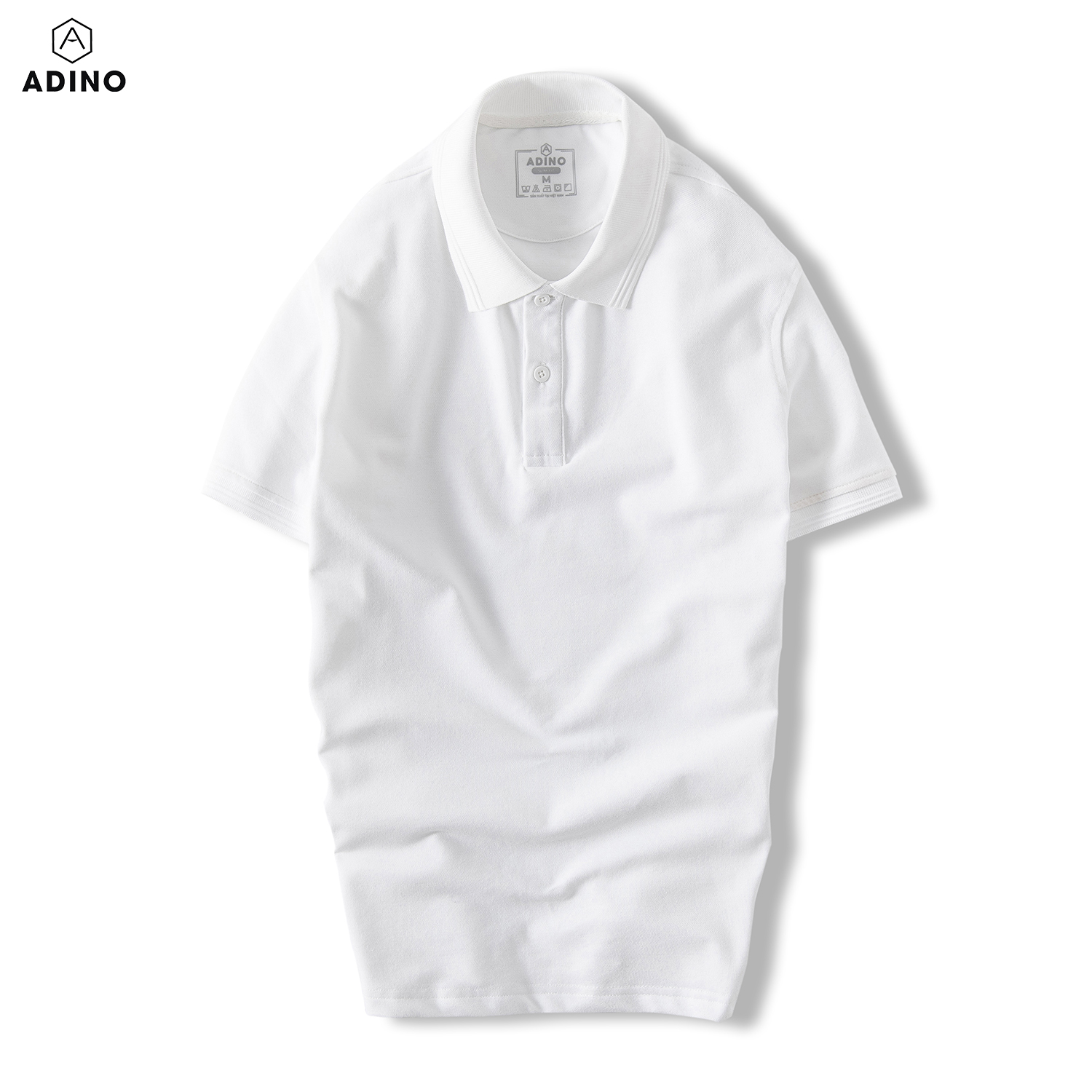 Áo polo nữ màu trắng phối viền chìm ADINO vải cotton polyester mềm dáng slimfit công sở hơi ôm trẻ trung APN03