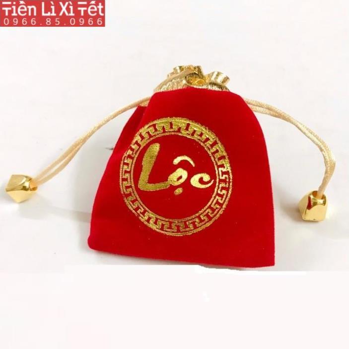 Tui gấm đỏ in chữ PHÚC / LỘC may mắn chiêu tài rước lộc, rất hợp phong thủy để lưu trữ đồ phong thủy