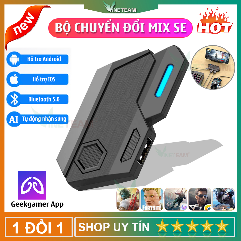 Bộ chuyển đổi game MIX SE thiết bị chuyển đổi phím chuột kết nối điện thoại chơi PUBG Mobile Free Fire COD dành cho điện thoại Android IOS – Hàng Chính Hãng