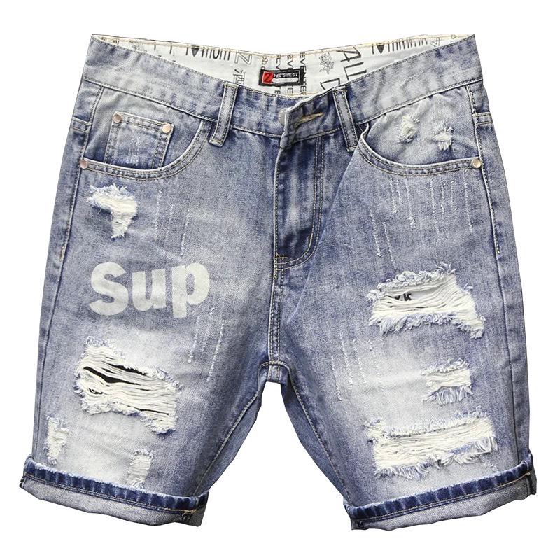 QUẦN SHORT JEAN NAM VẢI ĐẸP PHỐI CHỮ RÁCH XƯỚC MẠNH MẼ SUP 217