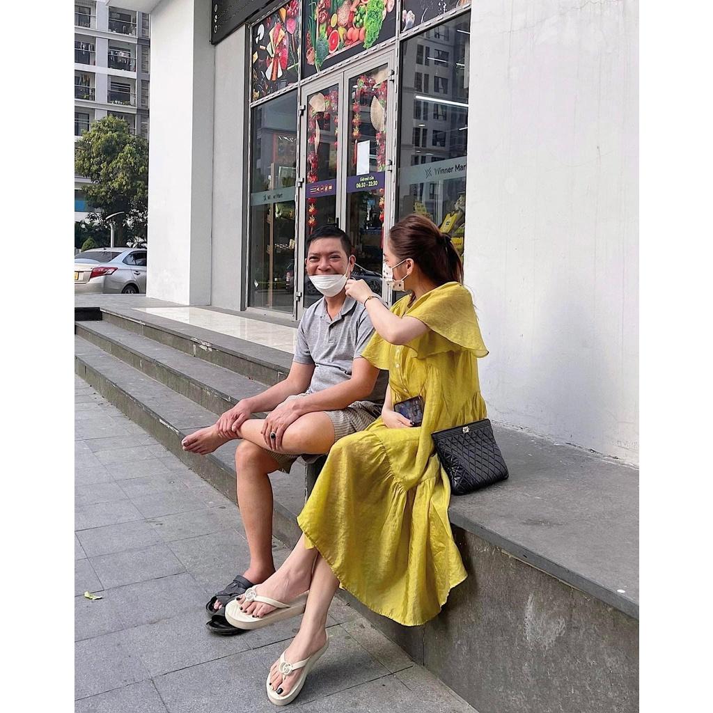 Đầm Maxi nữ bèo tơ   hàng tơ nhật QC, Váy bầu bèo tơ hot trend ( màu trắng/ vàng/ hồng/xanh