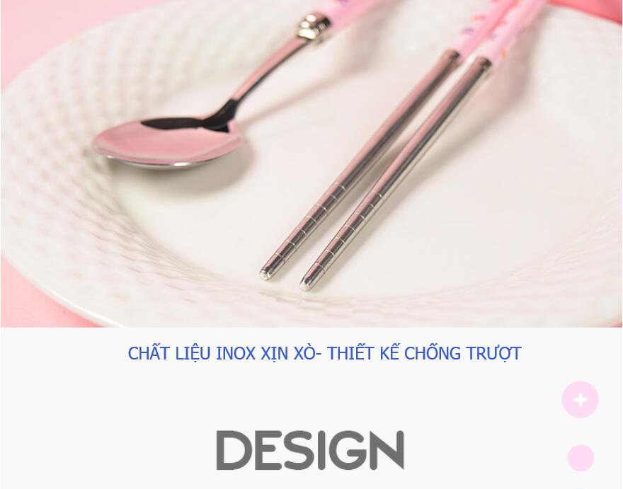 Bộ muỗng đũa inox in hình - Disney Kèm hộp đựng cho bé