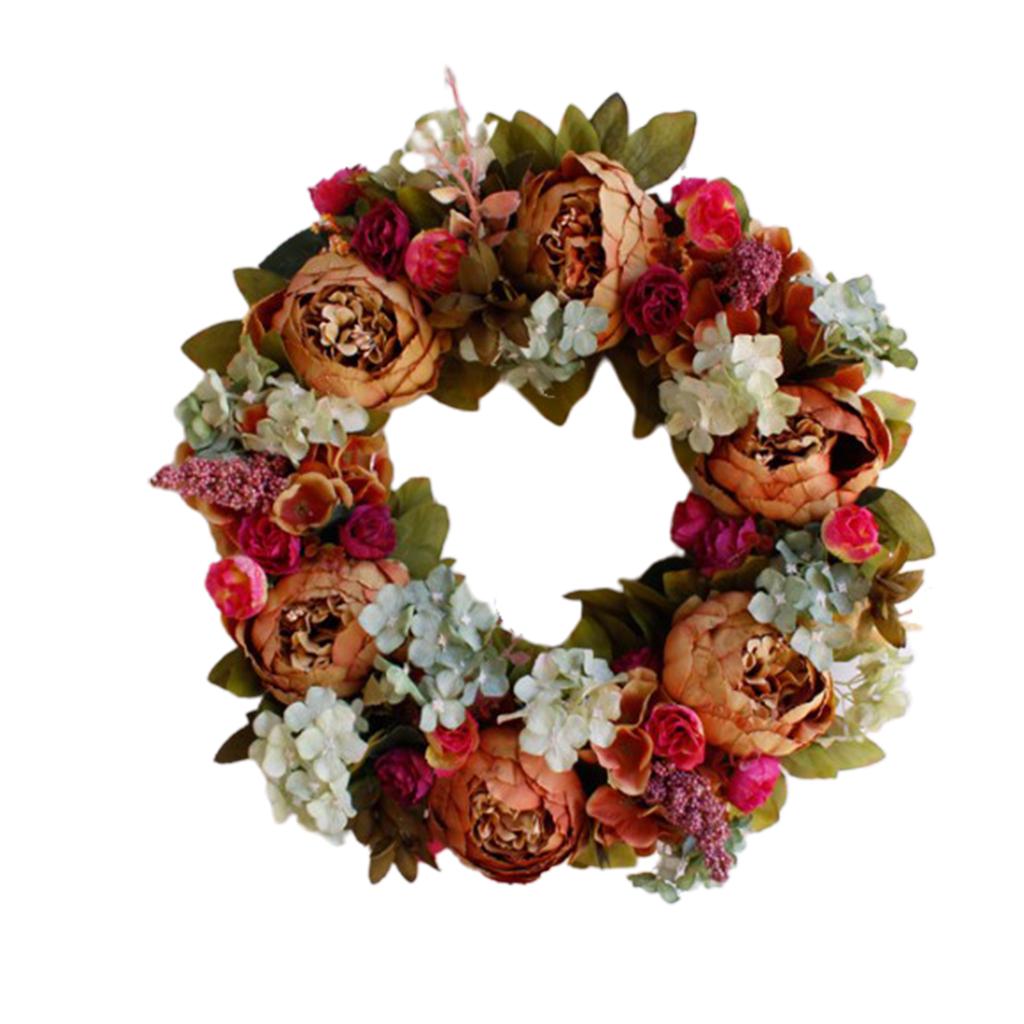 Artificial Flower Wreath Garland Home Front Door Wedding Party Decor, 2 Pcs