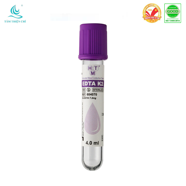 Ống nghiệm chân không EDTA K2 K3 Hồng Thiện Mỹ 4ml Kháng đông Hộp 100 ống