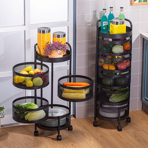 Kệ Xoay Đa Năng 4TẦNG Đựng Rau Củ Quả Và Đồ Gia Dụng , Không Cần Lắp Đặt, Chất Thép Không Gỉ, Xoay 360 Độ