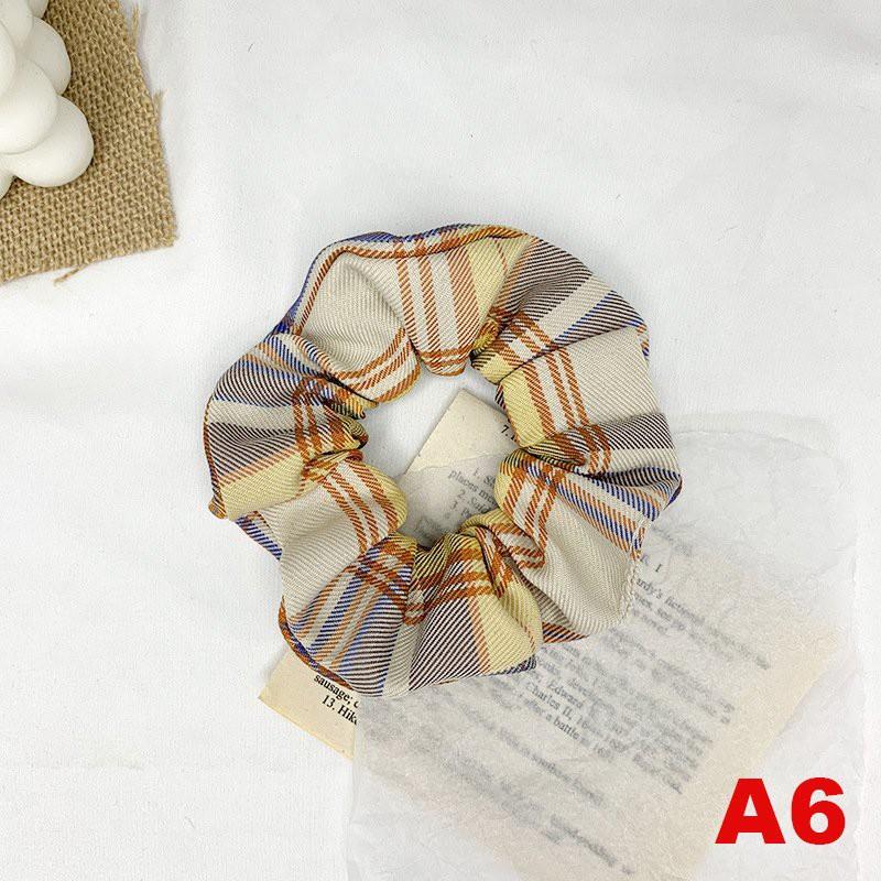 Dây buộc tóc scrunchies nữ kiểu hàn quốc cute vải kẻ đẹp nhiều màu - day buoc toc nu han quoc