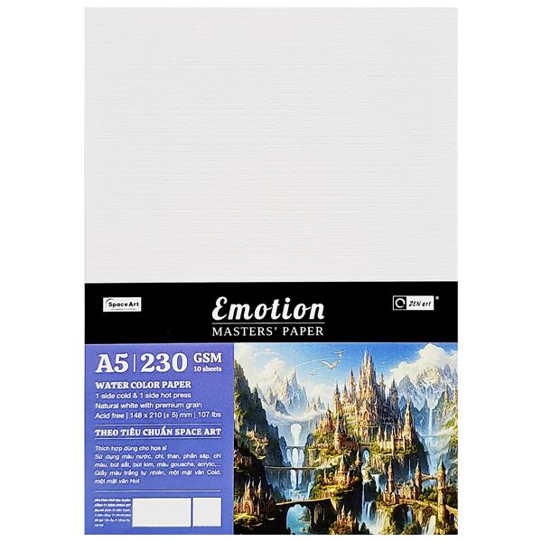 Giấy Vẽ Màu Nước Emotion A5 - 10 Tờ 230gsm - Zen Art 8452