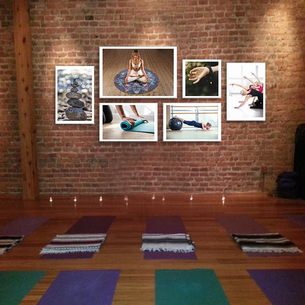 Bộ 6 Tranh Canvas Có Viền Treo Tường Cho Phòng Yoga W1141 (Size