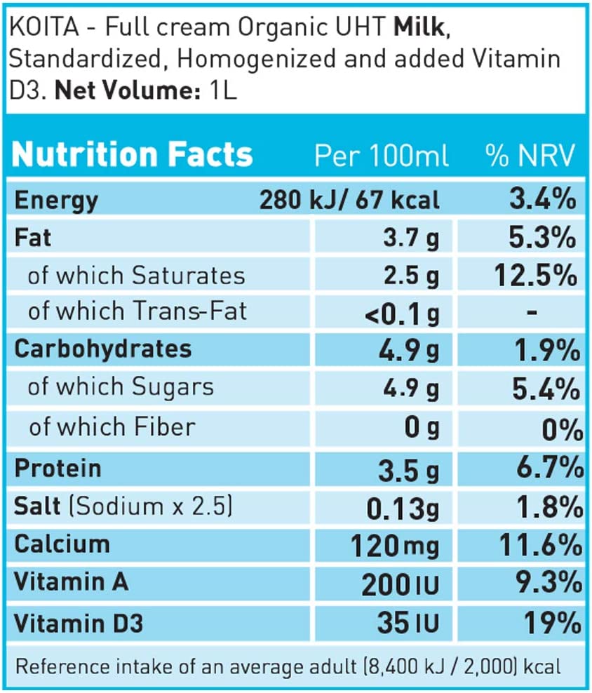 Sữa tươi nguyên kem hữu cơ Koita Organic Milk 1L