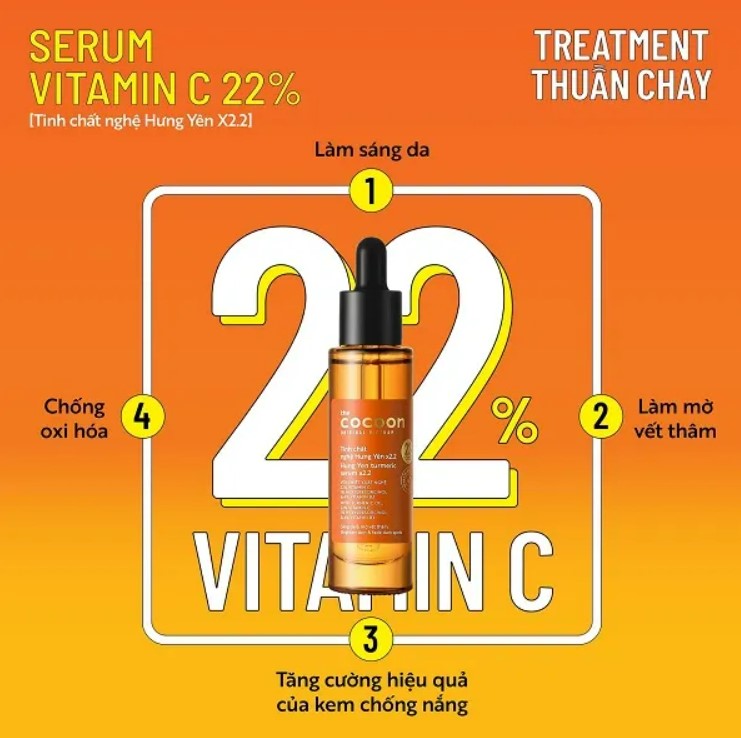 Tinh chất nghệ Hưng Yên C22 (serum) với 22% vitamin C chuyên sâu & mờ vết thâm Thuần chay 30ml