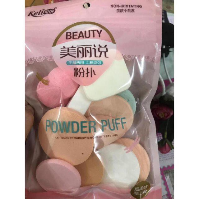 Bộ bông 13 miếng beauty powder puff