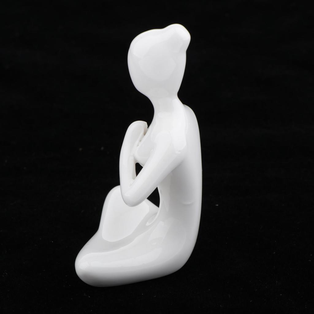 2X Ceramic Yoga Figure Ornament Statue Sculpture Zen Garden Desk Decor Style-02