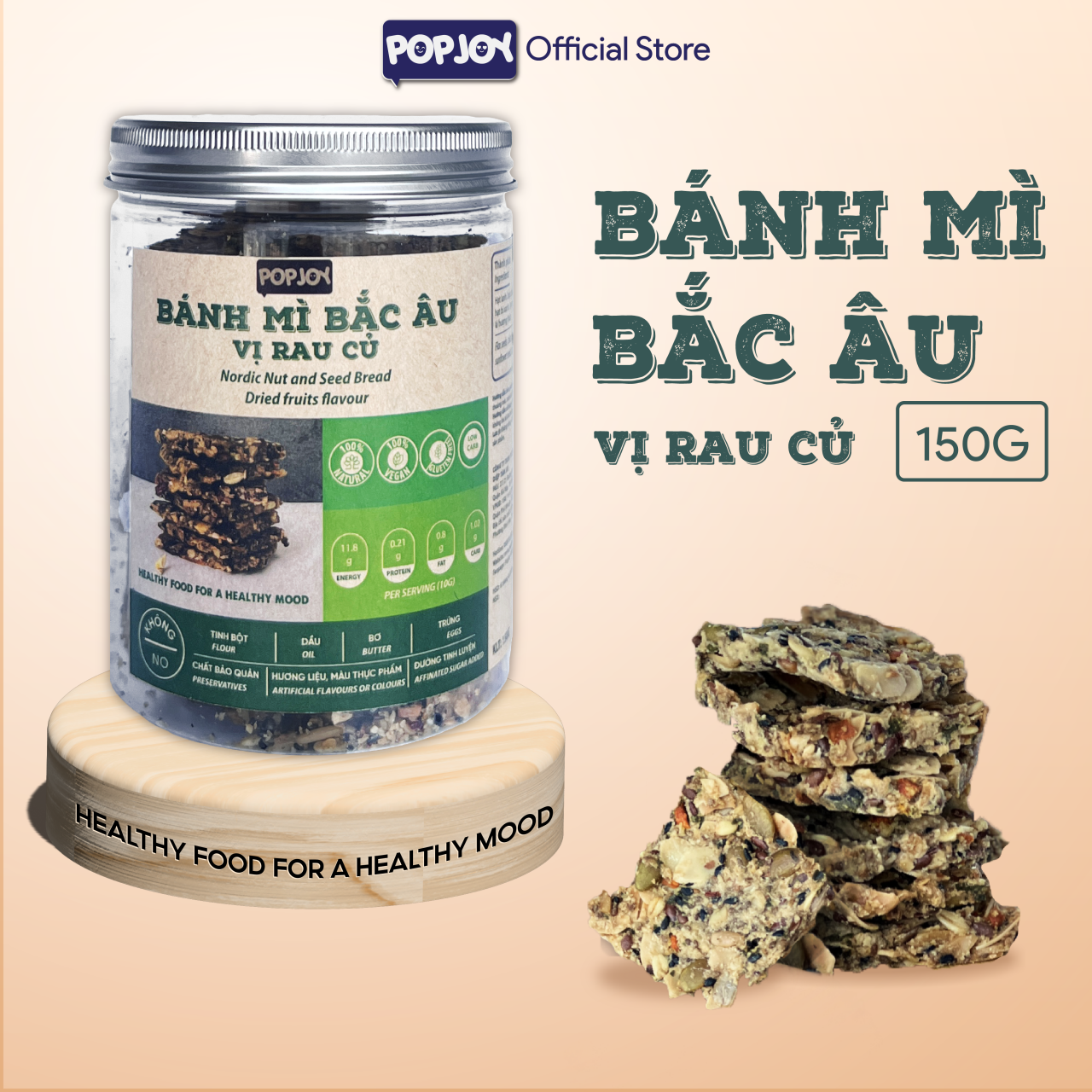 BÁNH MÌ GIÒN BẮC ÂU 150g- Vị Rau Củ- Siêu Hạt, Thuần Chay, Không Đường, Ăn Kiêng, Giảm Cân, Healthy, Eat Clean, Low Carb