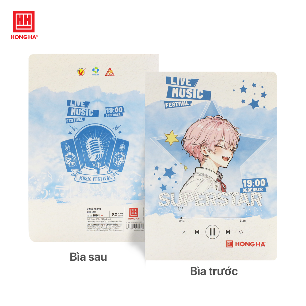 Vở kẻ ngang 80 trang Hồng Hà Sao Mai Live Music - 1694