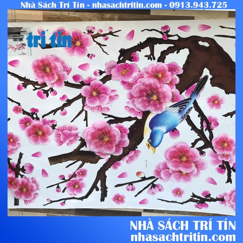 Decal trang trí tết cao cấp hoa mai dán cửa kính có keo sẵn trang trí văn phòng cửa hàng có keo sẵn dễ tháo dán.