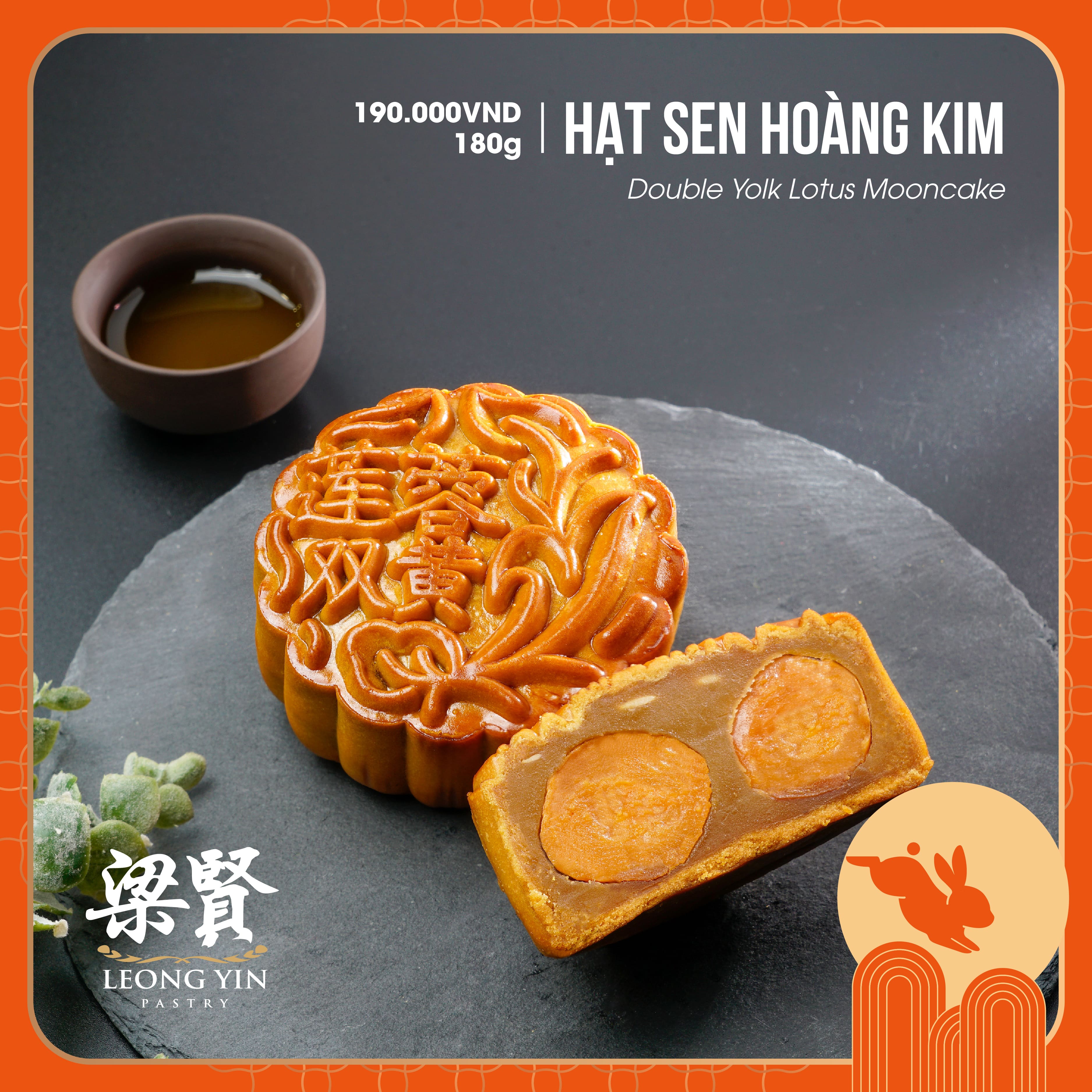Bánh Trung Thu Leong Yin Double Yolk Lotus Mooncake - Hạt Sen Hoàng Kim 180g