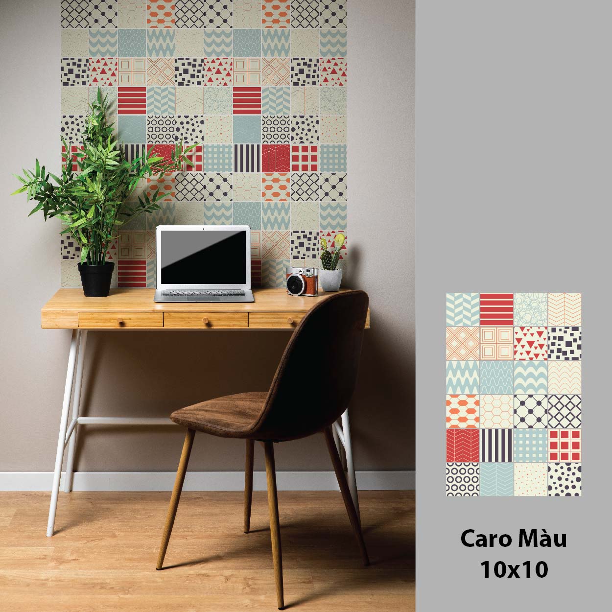 Decal gạch bông uv caro màu