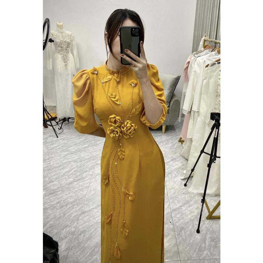 Áo dài thiết kế mới tông vàng sang chảnh