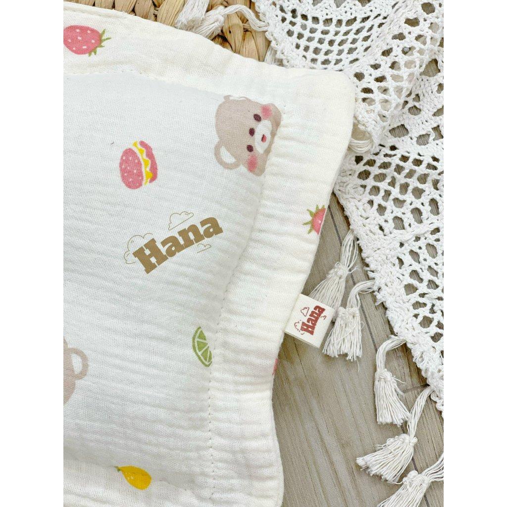 Gối xô Organic muslin chống bẹp đầu chất vải mềm mịn, thấm hút mồ hôi, thoáng khí cho bé, độ cao 2 cm