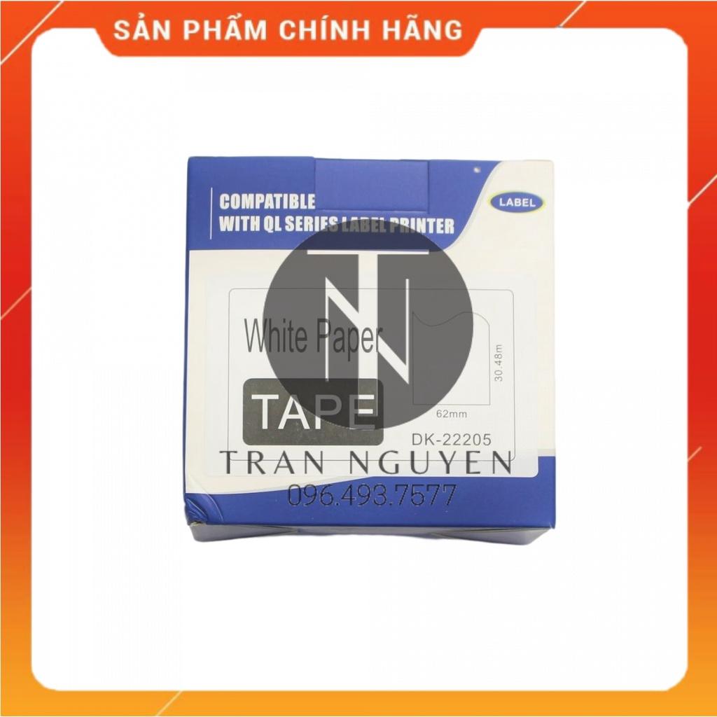 Giấy in Decal Brother DK-22205 - 62mm x 30.48m - Chữ đen nền trắng - Hàng nhập khẩu