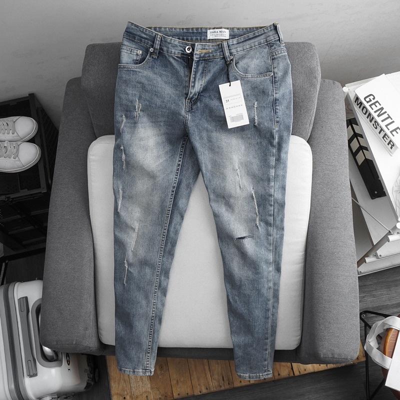 Quần Bò Nam Ống Ôm Côn Slimfit Màu Bụi Xuất Khẩu Jean co giãn xịn