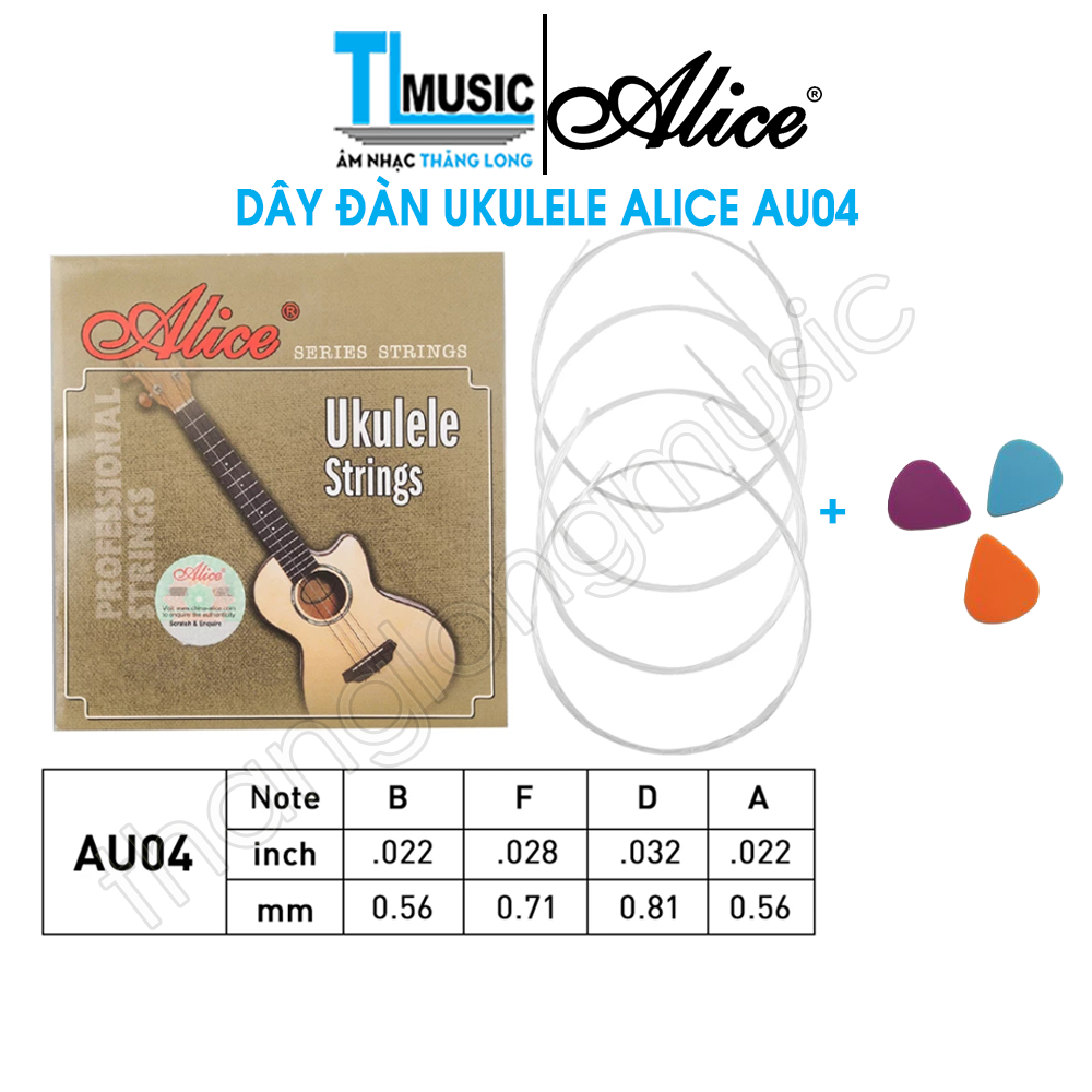 Bộ 4 Dây Đàn Ukulele Alice AU04 ( Kèm 3 Pick Gảy )