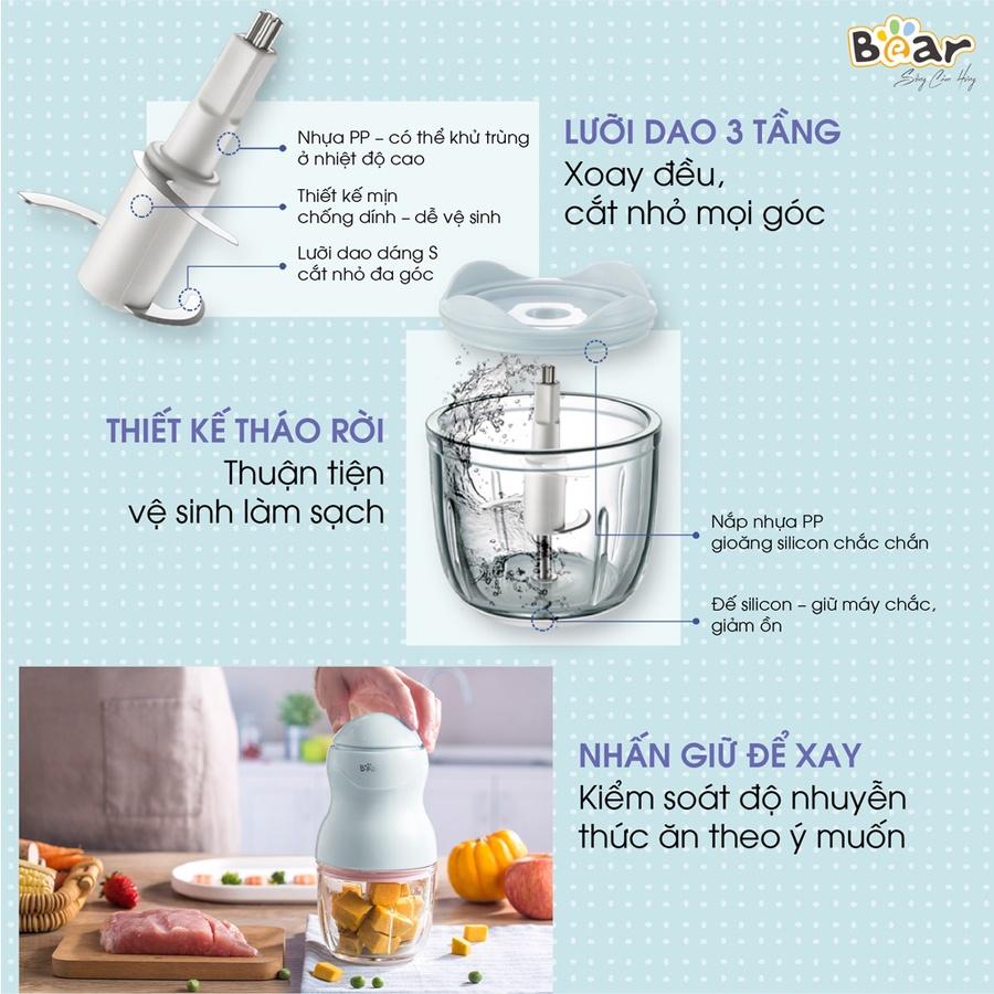 Máy xay thịt mini cho bé ăn dặm Bear 0.3L-0.6L thiết kế nhỏ gọn tiện dụng, Anh Lam Store - Hàng nhập khẩu