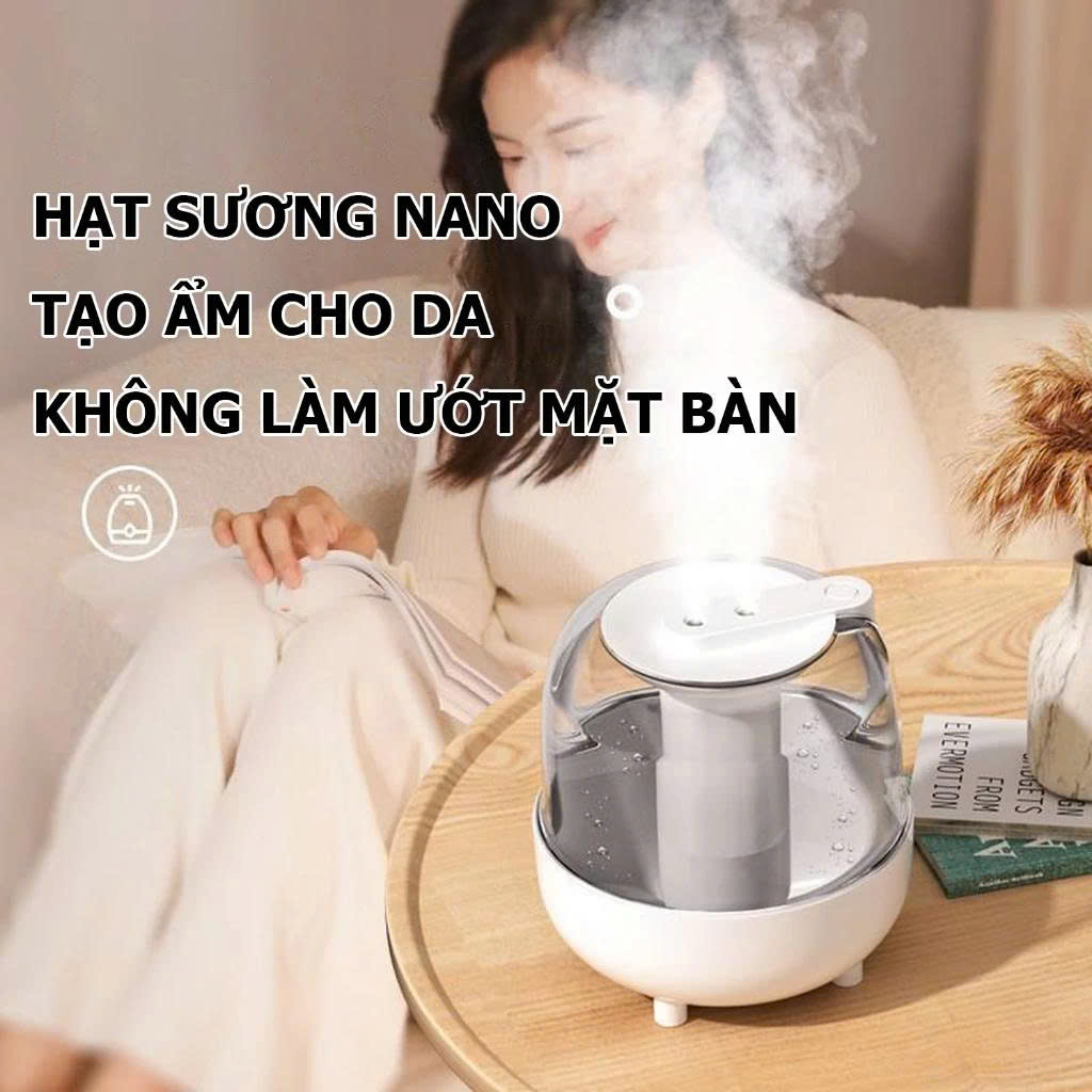 Máy Phun Sương Tạo Ẩm K16 3.5L Có Đèn UV Khử Khuẩn, Đèn Ngủ LED Hiển Thị Độ Ẩm, Máy Tạo Ẩm Không Khí Mini - HÀNG CHÍNH HÃNG MINIIN
