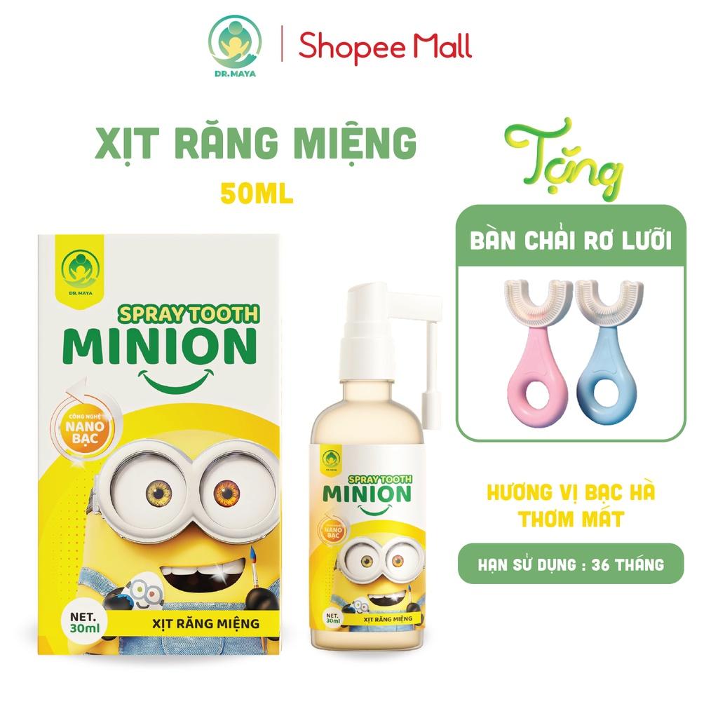 Xịt răng miệng Minion Gold Dr.maya hộp/50ml, Vệ sinh răng miệng ngăn ngừa sau răng cho bé từ 6 tháng tuổi