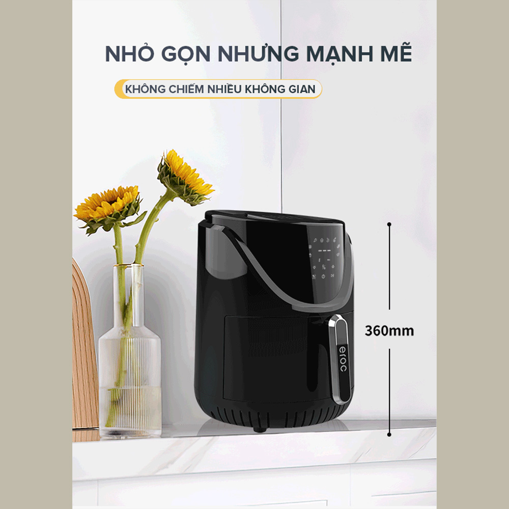 Nồi Chiên Không Dầu Eroc V-D2 Chống Dính 5.5L Chín Đều 2 Thanh Nhiệt Trên Dưới Không Cần Đảo Thức Ăn - Hàng Chính Hãng