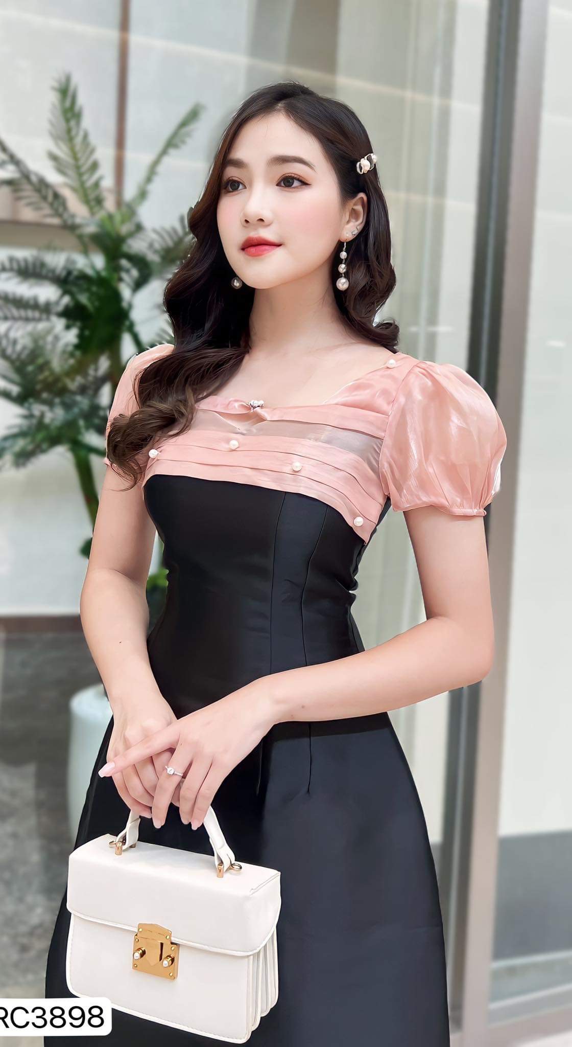 Đầm Thiết Kế MAY RC3898 Chất Liệu Tafta Phối Tơ Óng - Đầm Dự Tiệc Sang Trọng Chuẩn MAY