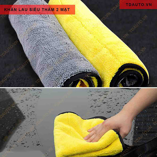 Combo 2 Khăn Lau Xe Ô Tô Siêu Thấm Size 30cm x 40cm, Khăn Lau Nội Thất Cho Xe, Chất Liệu Microfiber - Hàng Loại 1 Chính Hãng MINIIN