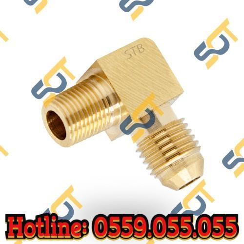 Bộ co ren ngoài 1/8 (9.6), 1 đầu côn lõm nối hạt bắp NPT (Brass Compression fitting male elbow