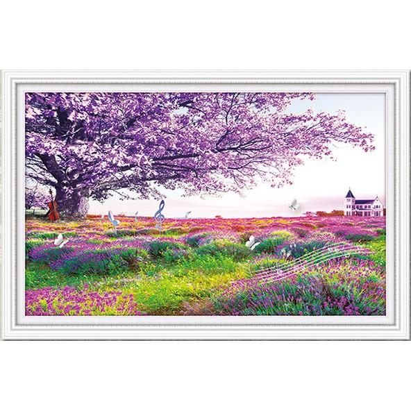 Tranh đá cánh đồng hoa tím LG1037 - kích thước: 75 * 50cm