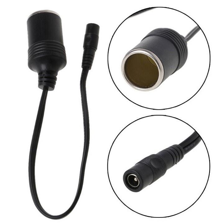 Bộ Cáp Chuyển Jack DC5.5x2.1mm Cái Sang Đầu Tẩu Ô Tô Cắm Nguồn Xe Hơi Cái