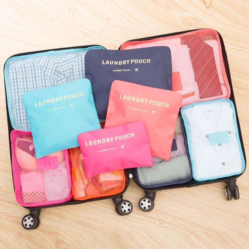 Set 6 túi đựng đồ du lịch chống thấm giúp phân loại đồ đi du lịch gọn gàng tiện lợi