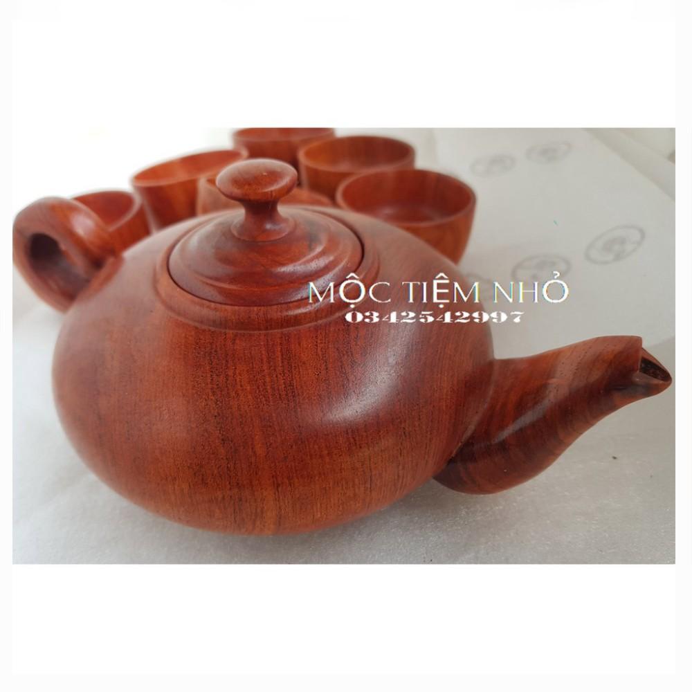 Bộ ấm chén 7 món gỗ hương nguyễn khối giá rẻ