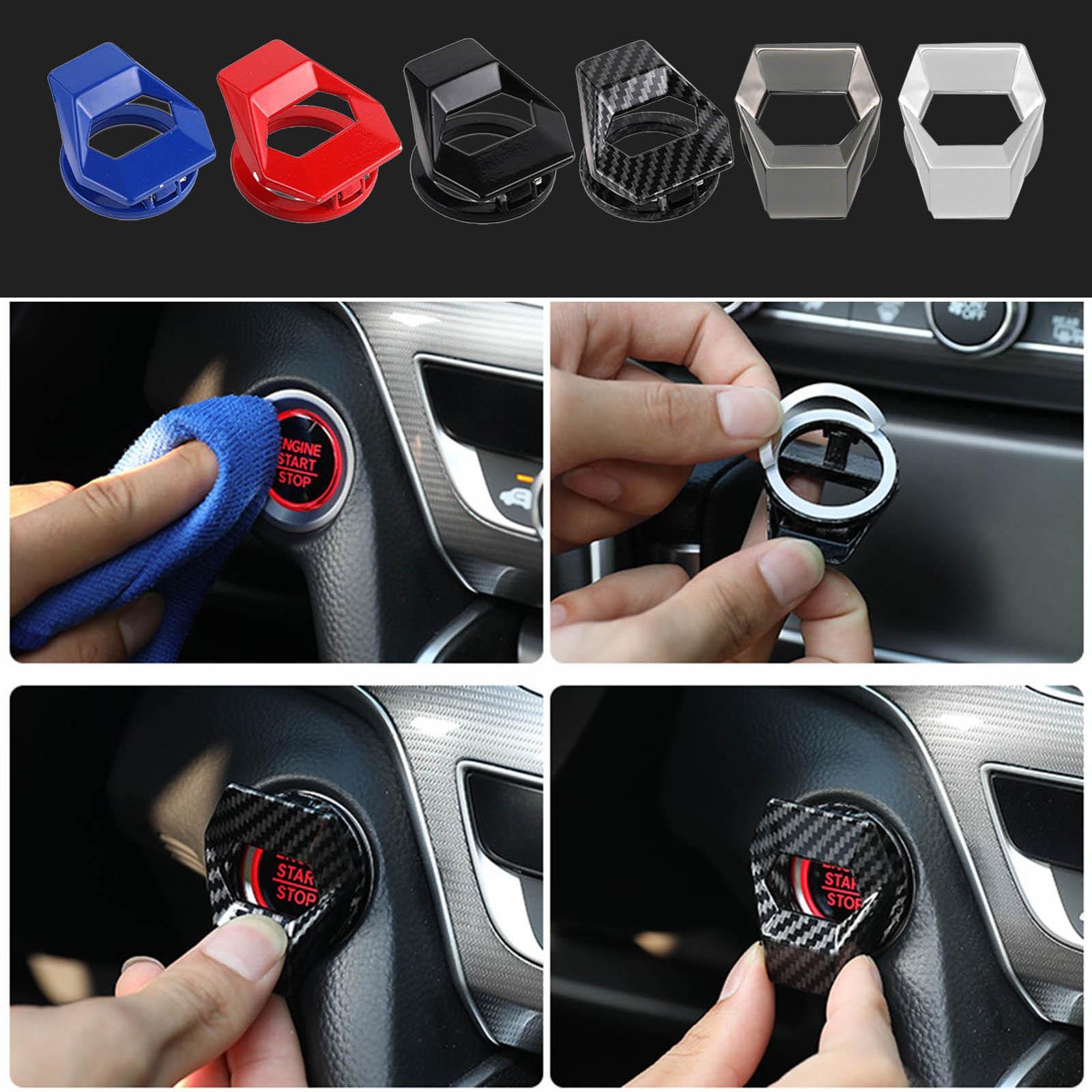 Car One Key Start Button Protective Cover, Made of High Quality Alloy Material Wear Resistant