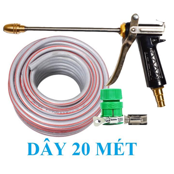 Bộ dây vòi xịt ️bơm nước phun sương️ , tăng áp 3 lần, loại 20m 206318 đầu đồng,đai,+ đai