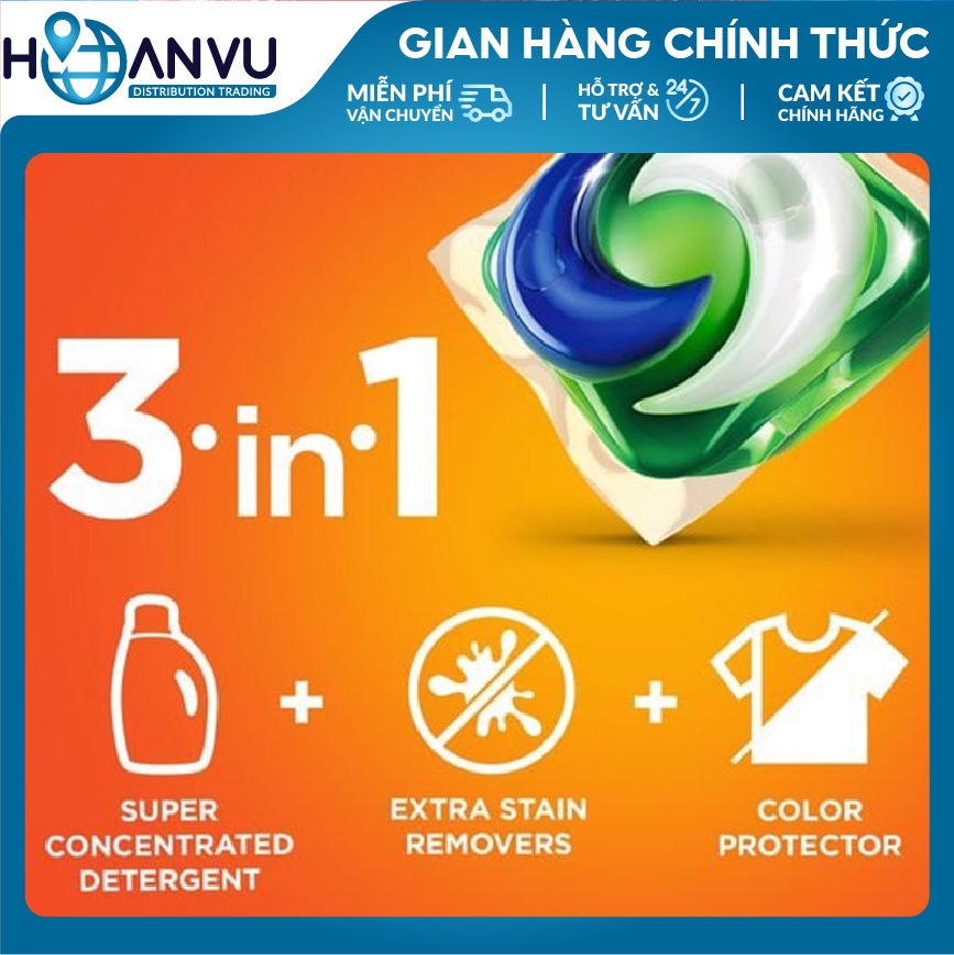 Viên giặt Tide Pod 3 in 1 Sping Meadow hương cỏ may 42 viên