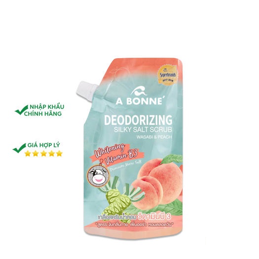 Muối Tắm A Bonne Deodorizing Silky Salt Scrub Hương Wasabi và Đào Khử Mùi Cơ Thể 350g