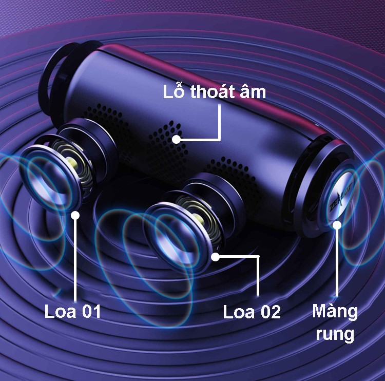 Loa bluetooth chống nước Zealot S51 âm thanh vòm cộng hưởng với màng rung không vỡ tiếng, công suất 10W, dung lượng pin 1800mA - Hàng chính hãng