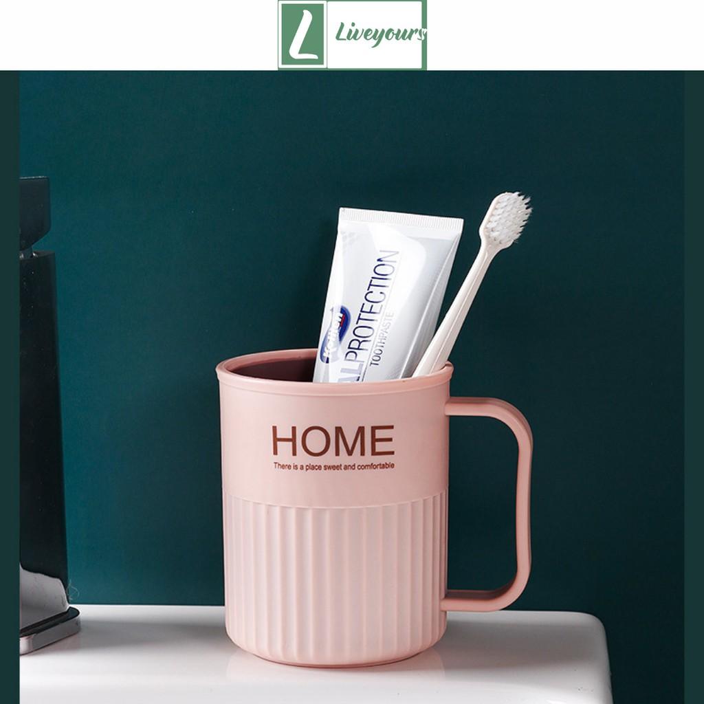 Cốc Đánh Răng Chữ HOME Có Quai Cầm Cao Cấp - Cóc Đựng Nước